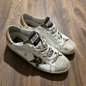 Golden Goose White and Gold Sneakers